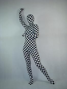 Amazon | [マオマオショップ] 全身タイツ チェック柄 黒 白 ゼンタイ