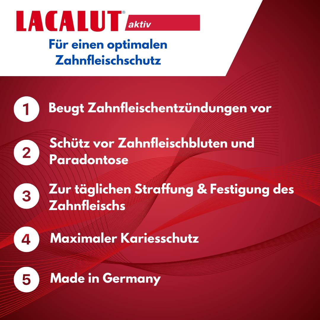 Lacalut Aktywny dwupak 2 x 75 ml, pasta do zębów, natychmiast odczuwalne ujędrnienie i utrwalenie dziąseł, skuteczna pielęgnacja zębów i pielęgnacja dziąseł