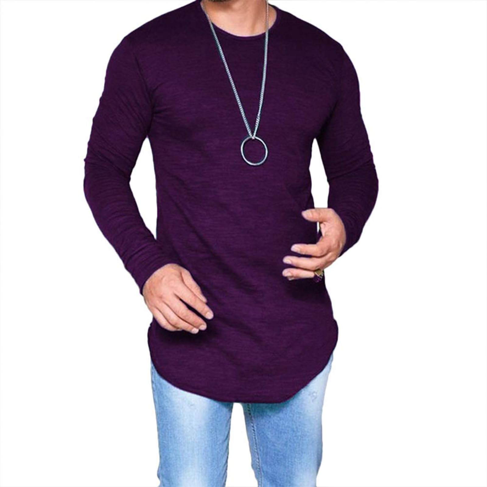 LIWEIKE Mens Hipster Hip Hop Longline Crewneck T-Shirt