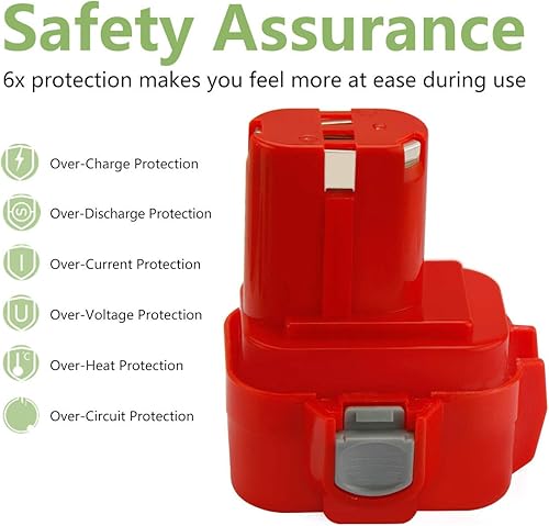 Miniatura 4 de Joiry Batería Ni-MH de 9.6V 3.5Ah compatible con Makita PA09 9120 9122 9134 9100 9100A 9101A 9102 6207D 192595-8 192596-6 192638-6 193977-7 63833