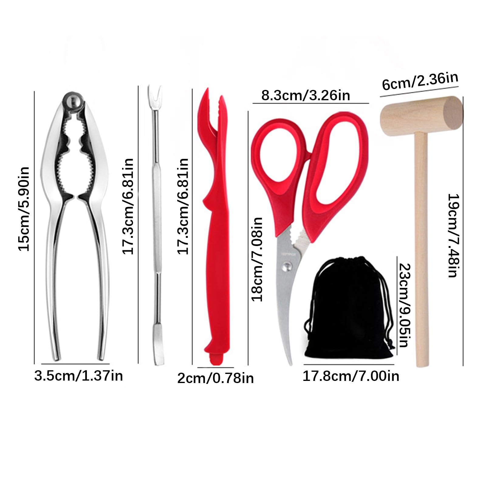 Set di 19 utensili portatili per frutti di mare, con borsa per il trasporto