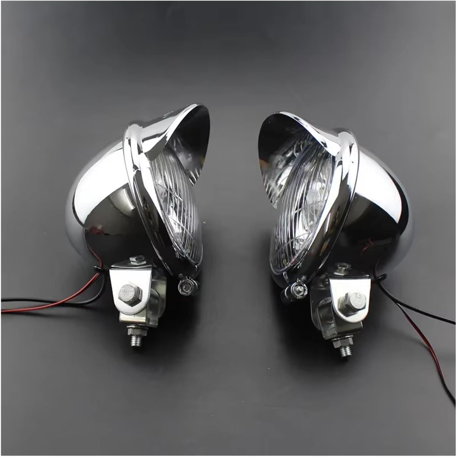 バイク ヘッドライト カウル アセンブリ オートバイ用 1ペア 12V クロームフロントLEDスポットライト ヘッドライト フォグ