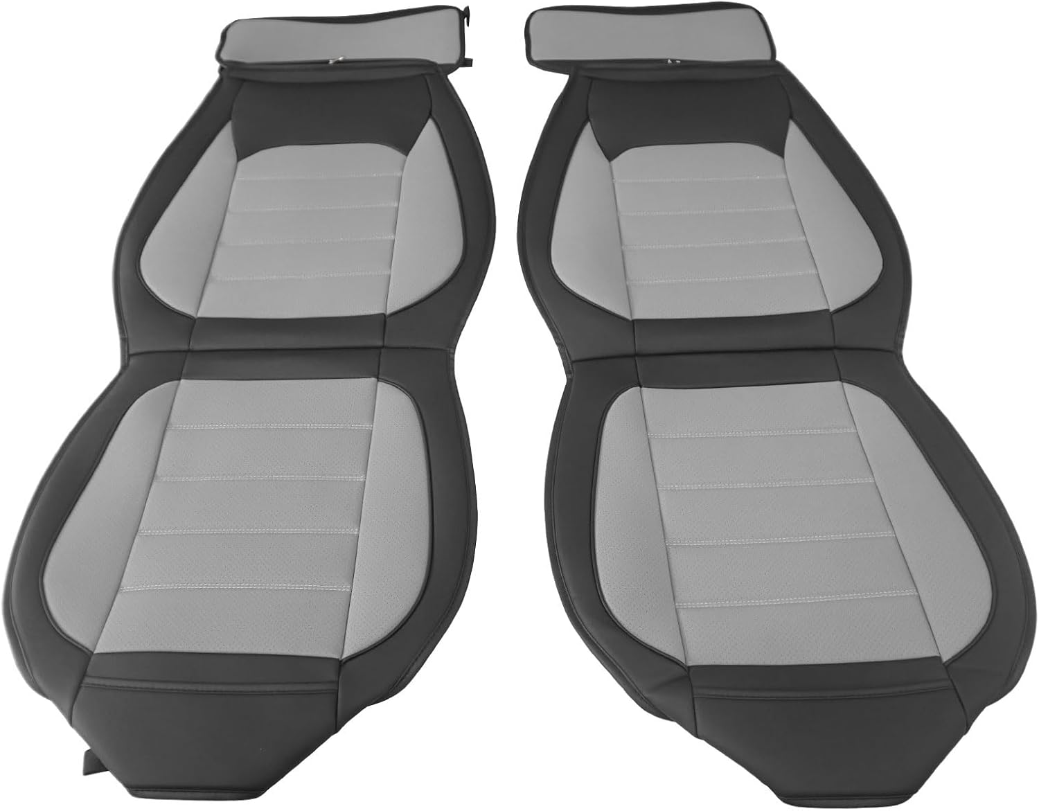 FREEMOTOR802 Compatible with 2009-2023 Ford F-150 Crew Cab Full Set Seat Covers, Black+Gray PU Leather 5 Seats Front & Rear Seat Cover Cushion Protectors Replacement