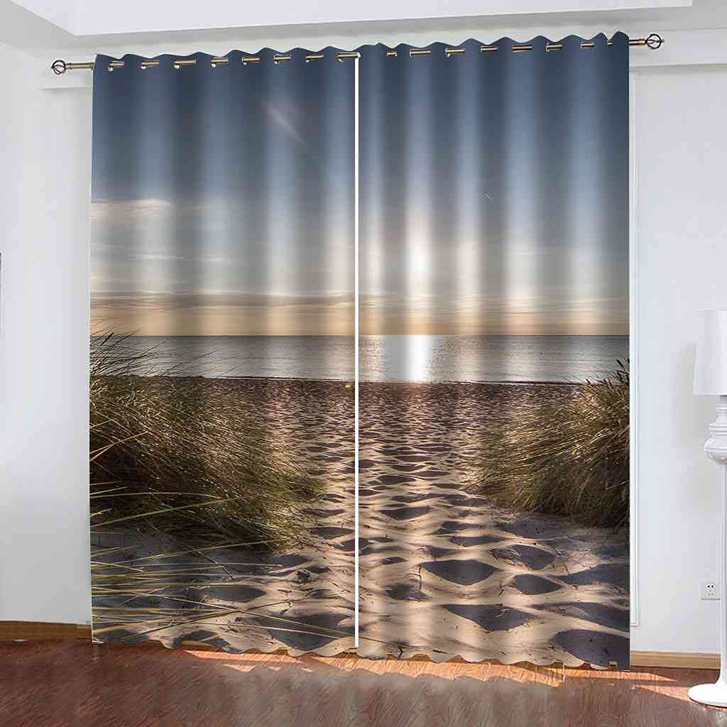 Rideau occultant de haute qualité au design 3D plage pour un intérieur moderne et raffiné