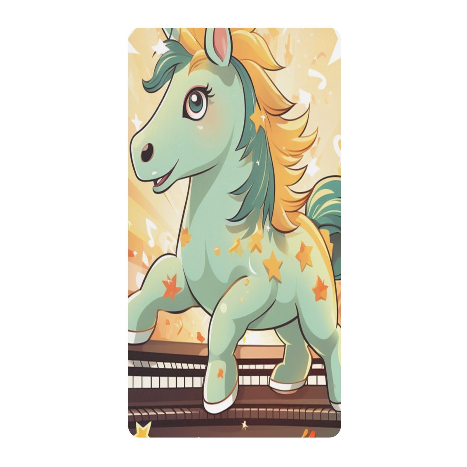 Piano Unicornio Verde Sábana de Cuna para Niños Pequeños,Sábanas de Algodón Suave para Bebés Aptas para Colchón Corralito