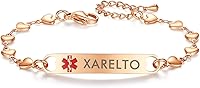 Vista 149 de mnmoom Pulseras de alerta médica para mujer, pulseras de identificación médica de corazón de acero inoxidable con grabado gratuito