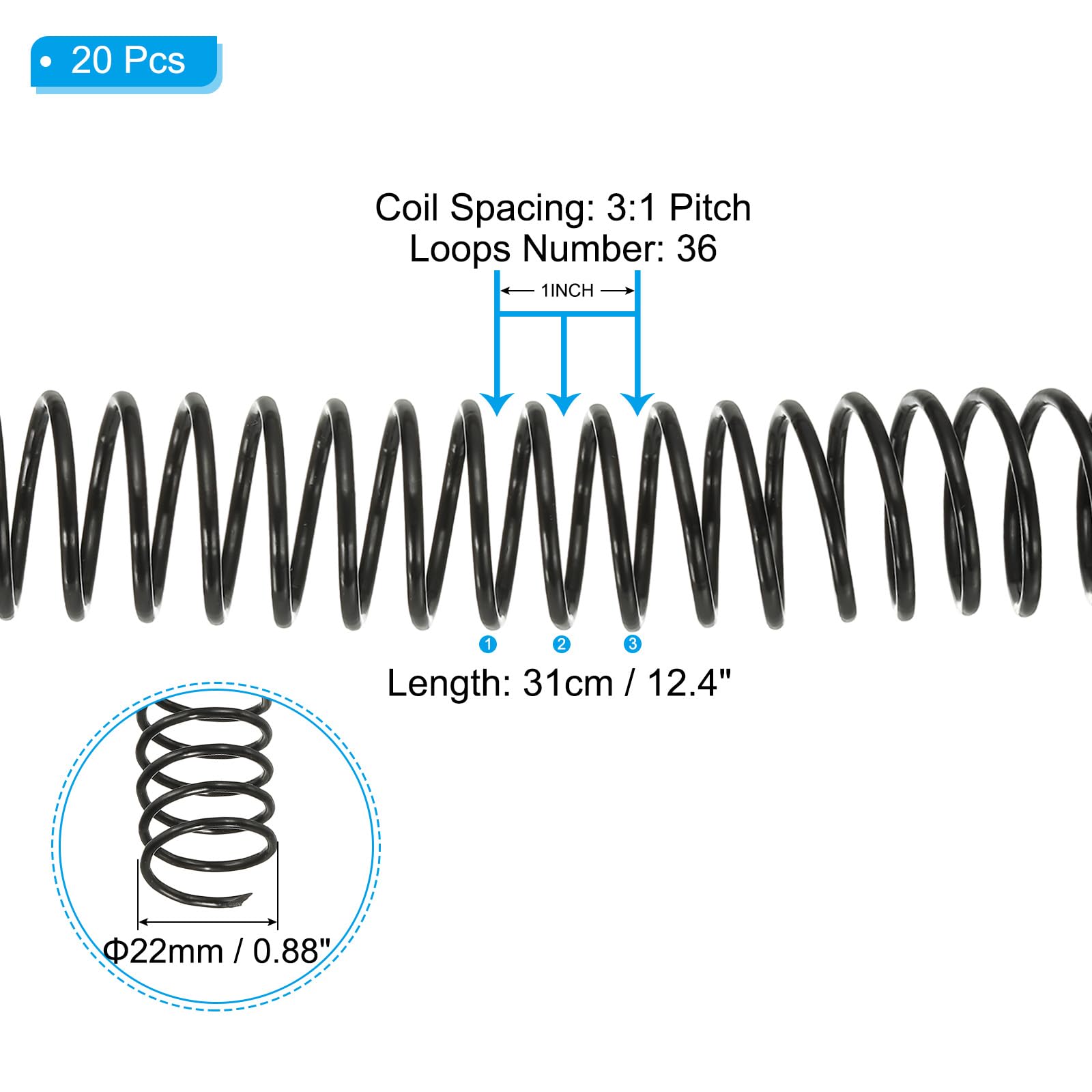 PATIKIL 22mm(7/8") Plastic Spiral Binding Coils - Image 2