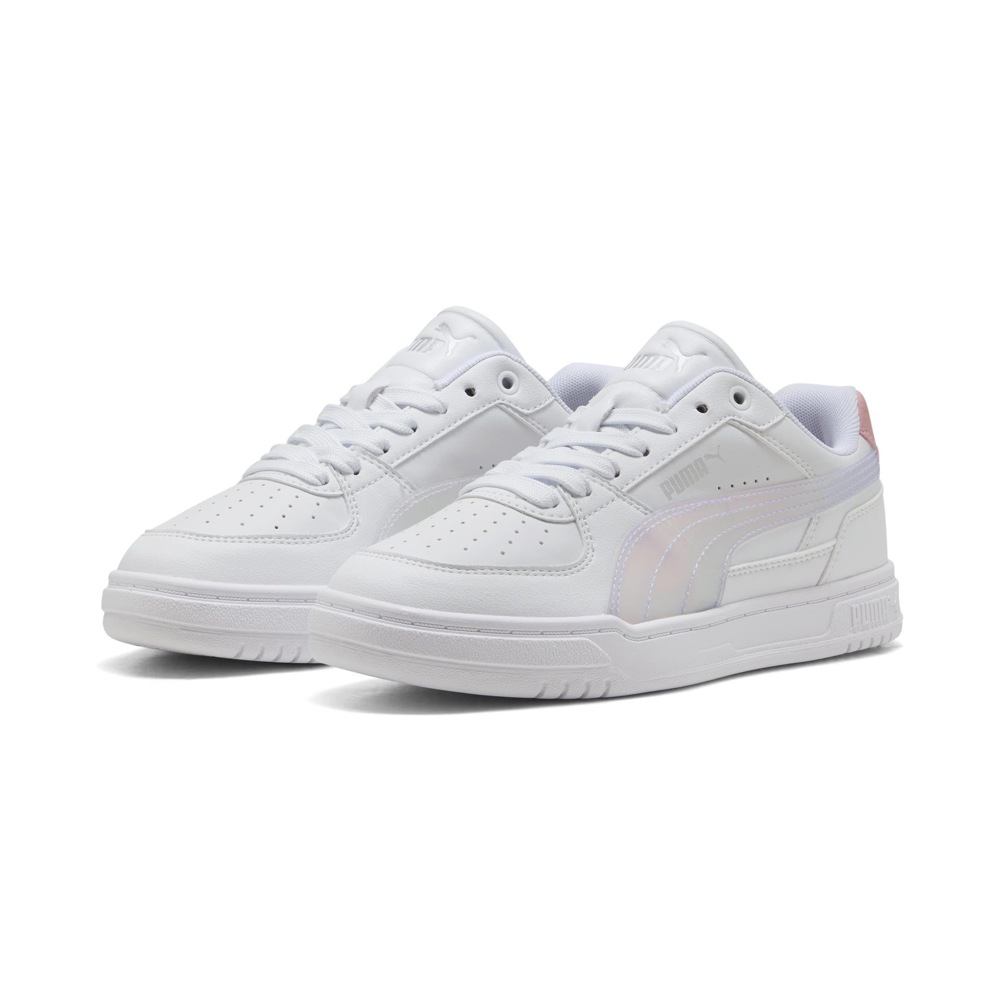 PUMA CAVEN III Holo 2.0 JR Sneaker, White-Rosy Outlook Silver, 4.5 UK