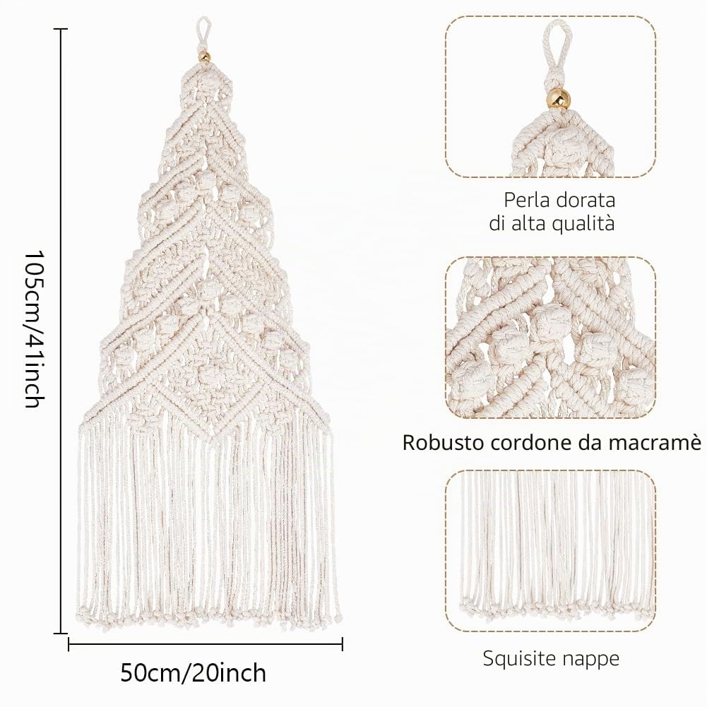 ORIGACH Set macramè per albero di Natale per principianti, set di nodi macramè per fai da te e annodare con istruzioni (lingua italiana non garantita), per decorazioni natalizie macramè