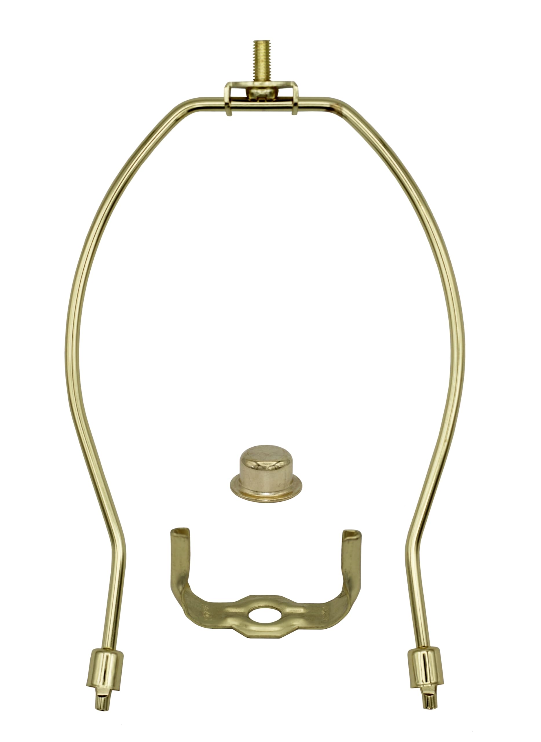 Creative Hobbies® 8 Inch Lamp Harp Kit - Regular Weight, Polished Finish | Harp, Finial and Harp Base Set for Table and Floor Lamps (Gold)