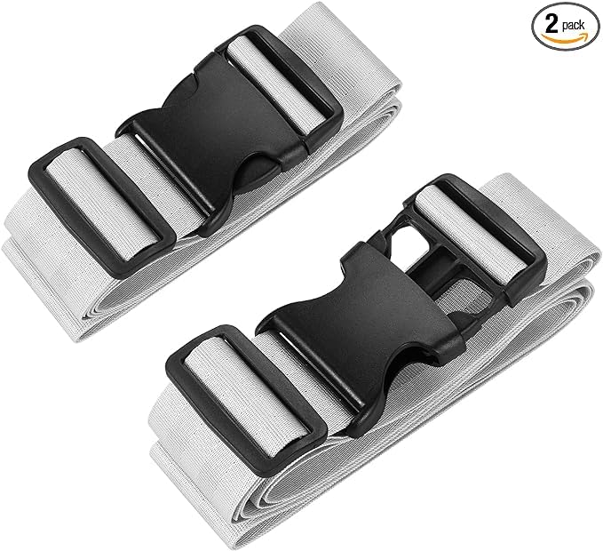 Image of Luggage Straps: Secure Your Belongings, Made Seat Belt Material Size 2 inch X6.5FT Color + 1 ADD A Baggage Belt(1 inchX20 inch Black) (Grey, 4 Pack)