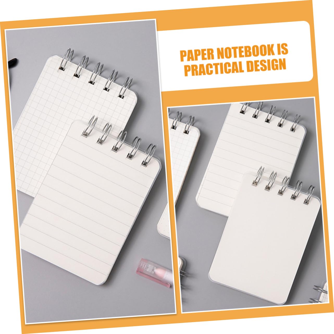 SHINEOFI 5 Ensembles Mini Cahier Des Cahiers De Bureau Carnet De Poche Mini De Bureau Petits Cahiers En Vrac Cahier À Spirale Spirale Blanche Papier 4 Pièces * 5