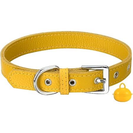 Amazon Nayouko 犬 首輪 犬首輪 犬用訓練首輪 革 柔らかい 鈴付き 軽い 4色 4サイズかわいい色 超小型 中型 大型犬用首輪 散歩 お出かけ用 おしゃれ 丈夫 人気 ペット用品 調節可能 ハーネス イエロー L Nayouko チョークカラー 通販