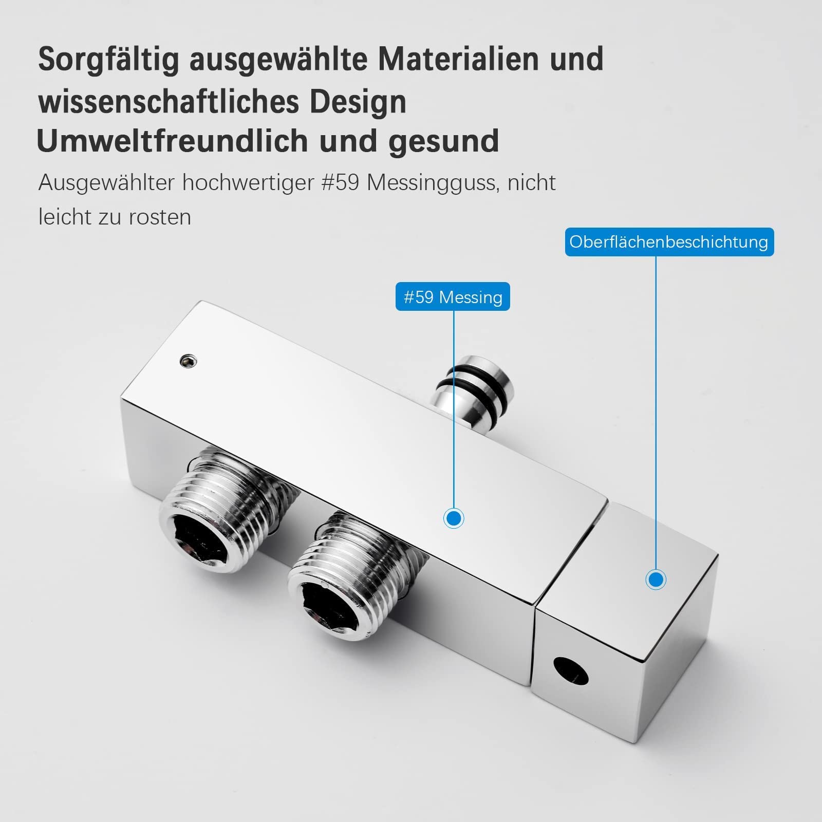 KOMIRO Duschsystem ohne Armatur, Regendusche Ohne Armatur,Duschset mit Duschkopf 30x30cm, Handbrause mit 3 Strahlarten, Edelstahl Duschstange Höhenverstellbar,Quadrat