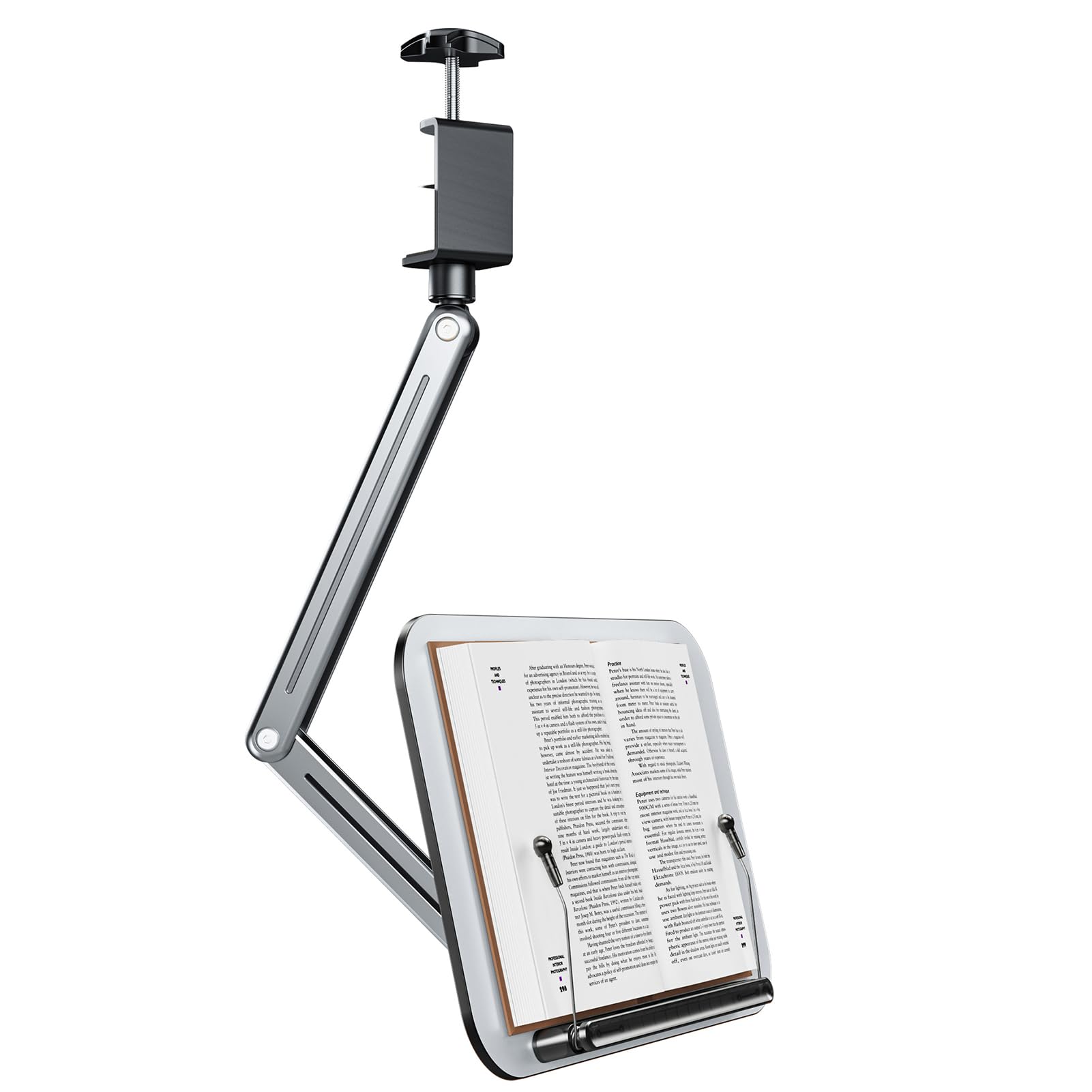 SEAFRONT Support de Livre de Bureau, Panneau en Aluminium-plastique, Rotatif à 360°, Hauteur et Angle Réglables, pour Appareils 14-17,3 Pouces