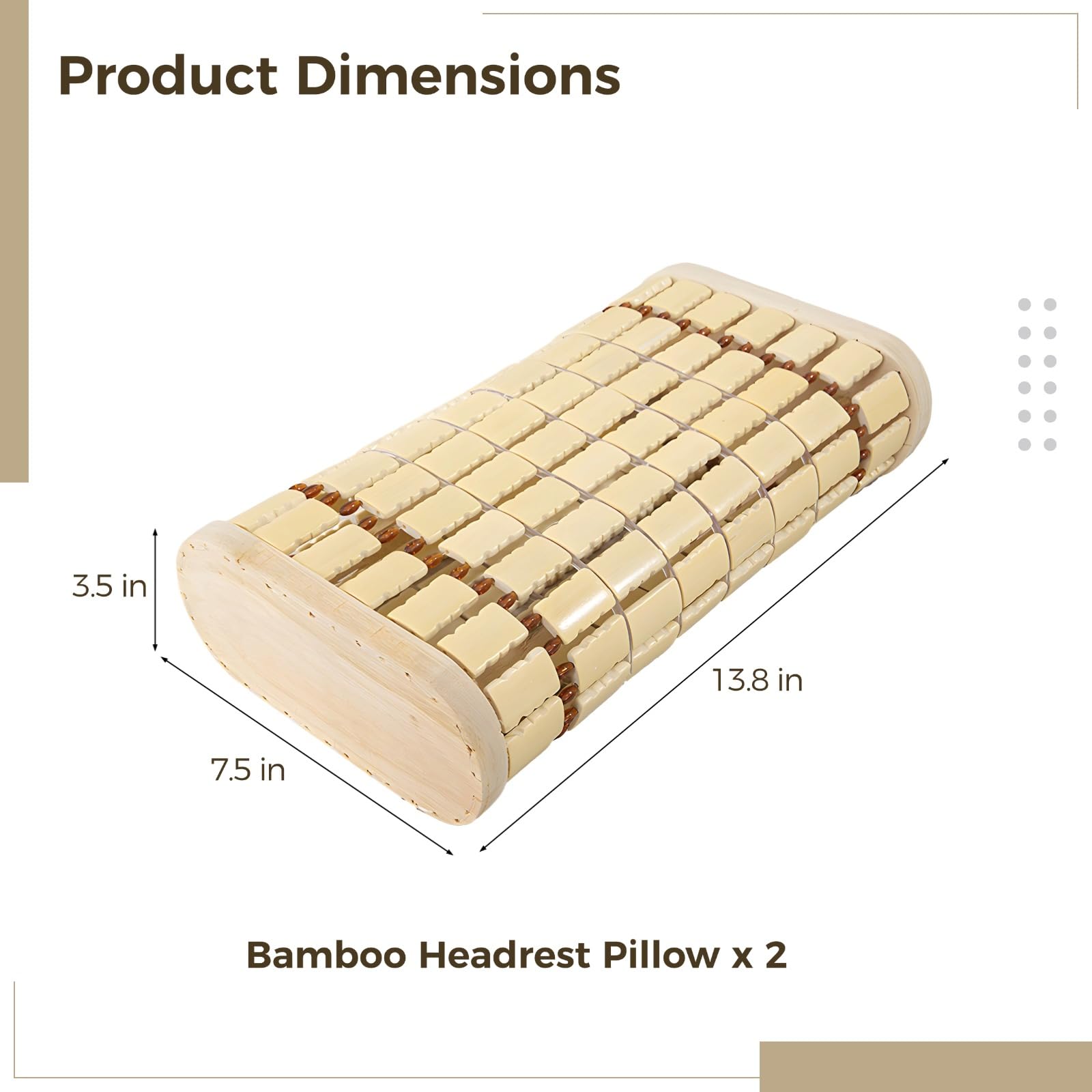 2 szt. bambusowe poduszki drewniane z obustronnie oddychającym wzorem dla relaksującego leżenia, podparcie karku na lato, ergonomiczne akcesoria do sauny, naturalna cyrkulacja powietrza, 35,1 x 19,1 x