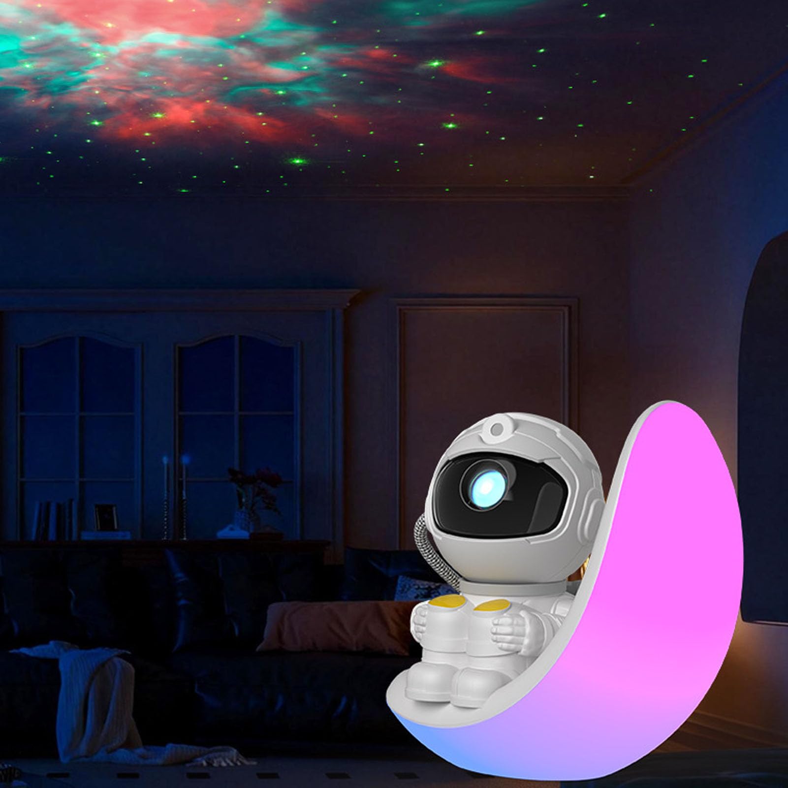 Luocute Proiettore Spaziale, Luce Notturna Regolabile luminosità e | 7 modalità Colore Sfumate, Telecomando, Basso Consumo, Luce Notturna