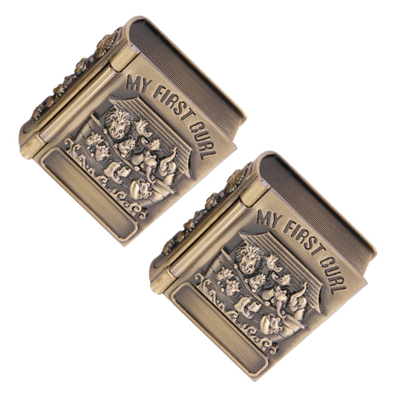 Toddmomy Baby Tooth Keepsake Box Metal Jewelry Box for Fetal Hair Baby Teeth Storage Book Shape for Boys and Girls for Christmas Birthdays