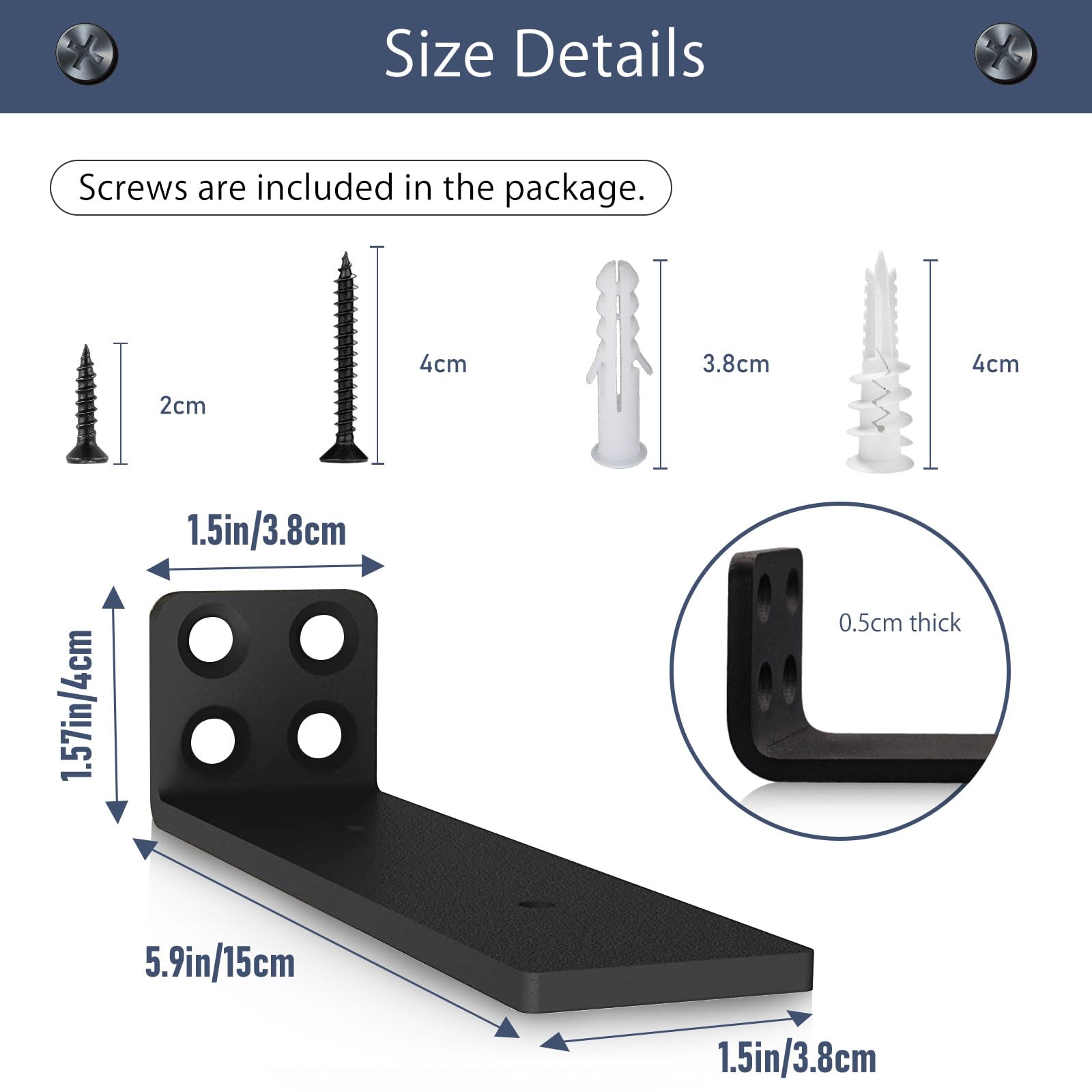 MLOQI 4 Pack Scaffold Board Shelf Brackets Heavy Duty, Black Floating Shelf Bracket - Image 2