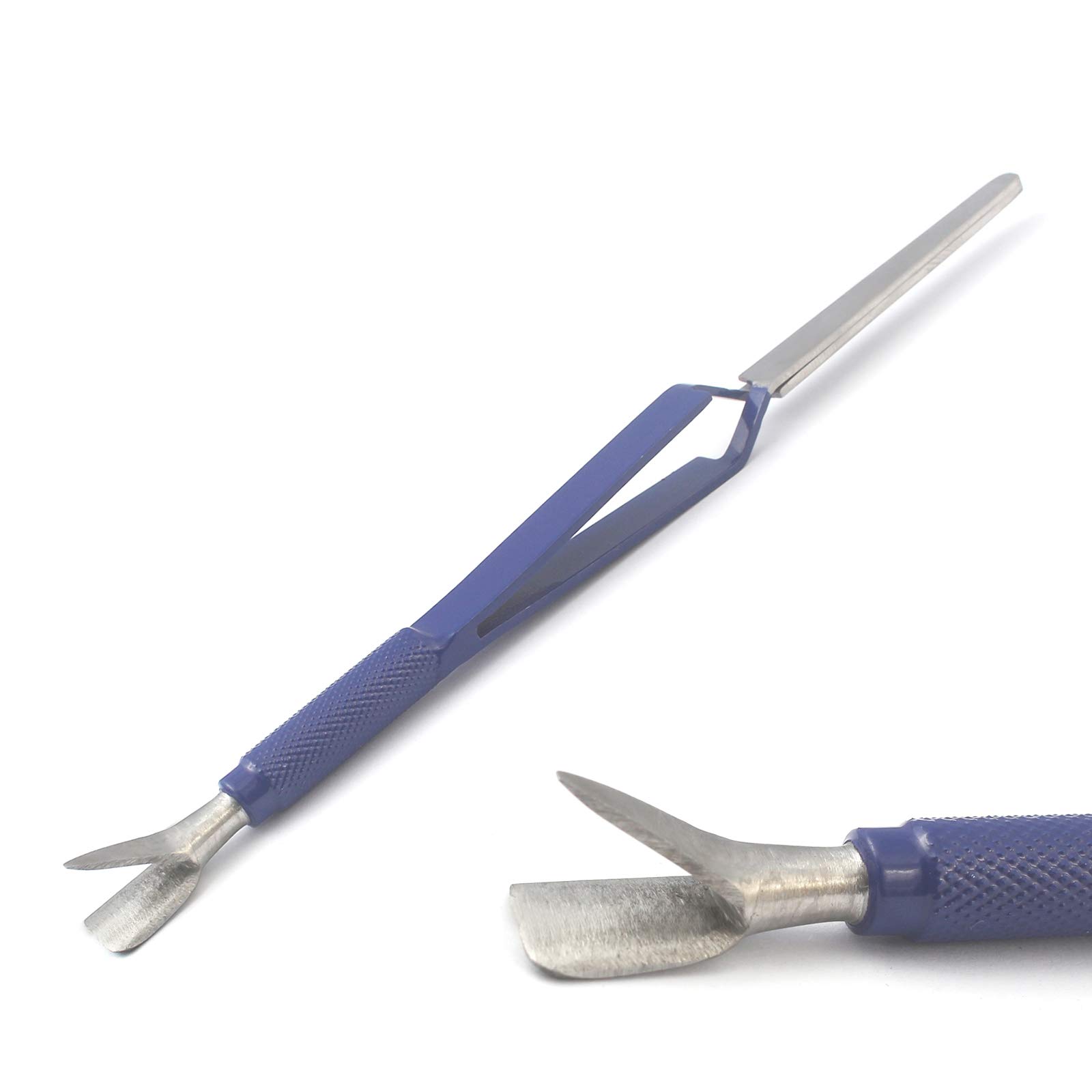 OdontoMed2011 C-Curve Nail Pinching Tool Magic Wand Multi-Function Color (Blue) Cuticle Pusher Tweezer Nail Art Pincher Tool Stainless Steel Dual-end