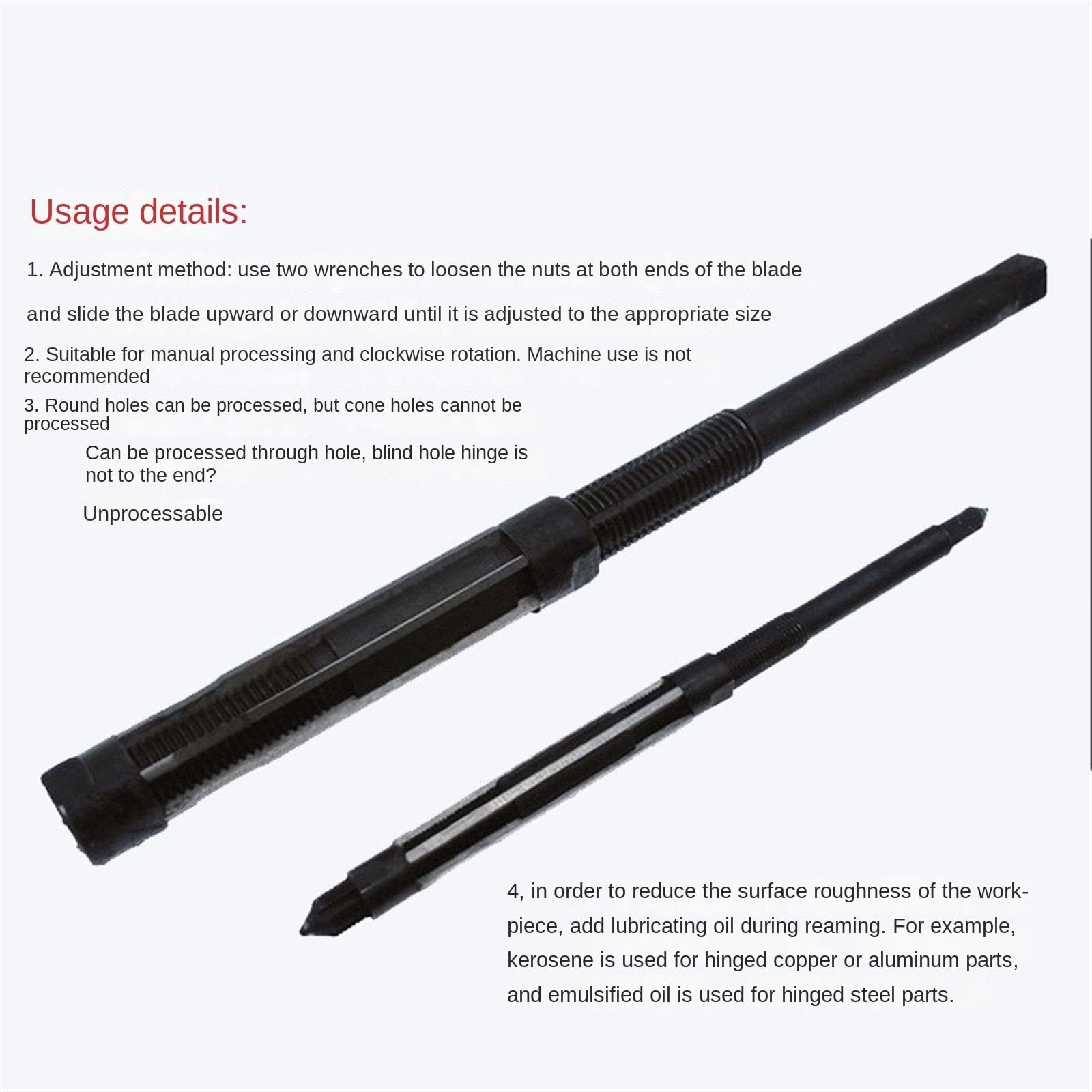 Escariadores de punta de carburo, Escariador manual ajustable de acero de alta velocidad (HSS) de 6,25 a 84 mm, escariador de alta precisión(23-26mm Adjustable L 210mm)