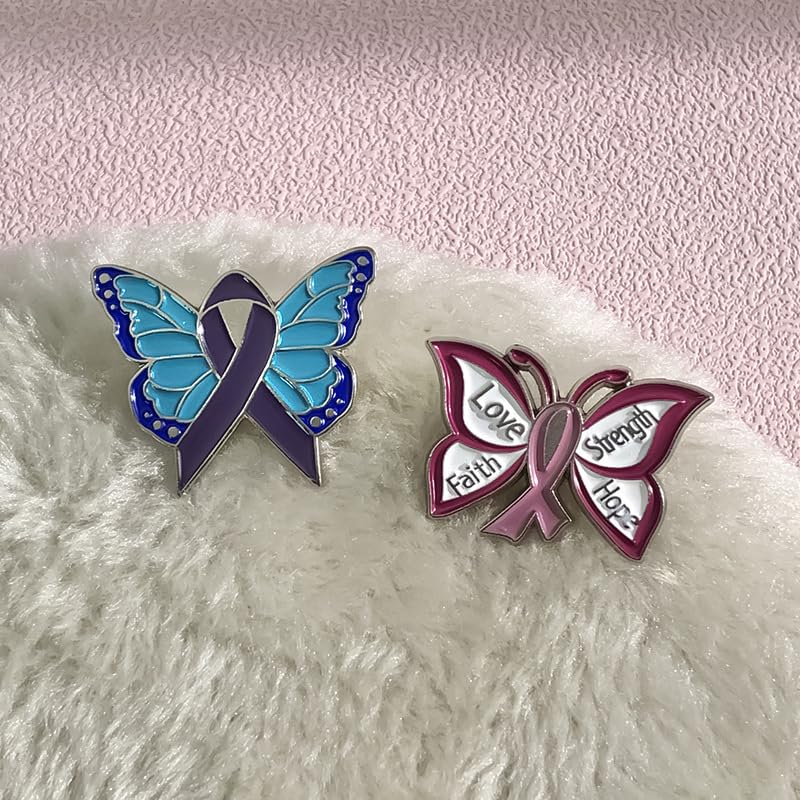 Image of Breast Cancer Awareness Pink Ribbon Rhinestone Brooch Pins, Faith Hope Love Fight Pray Lapel Pins, Pink Crystal Support Jewelry for Women