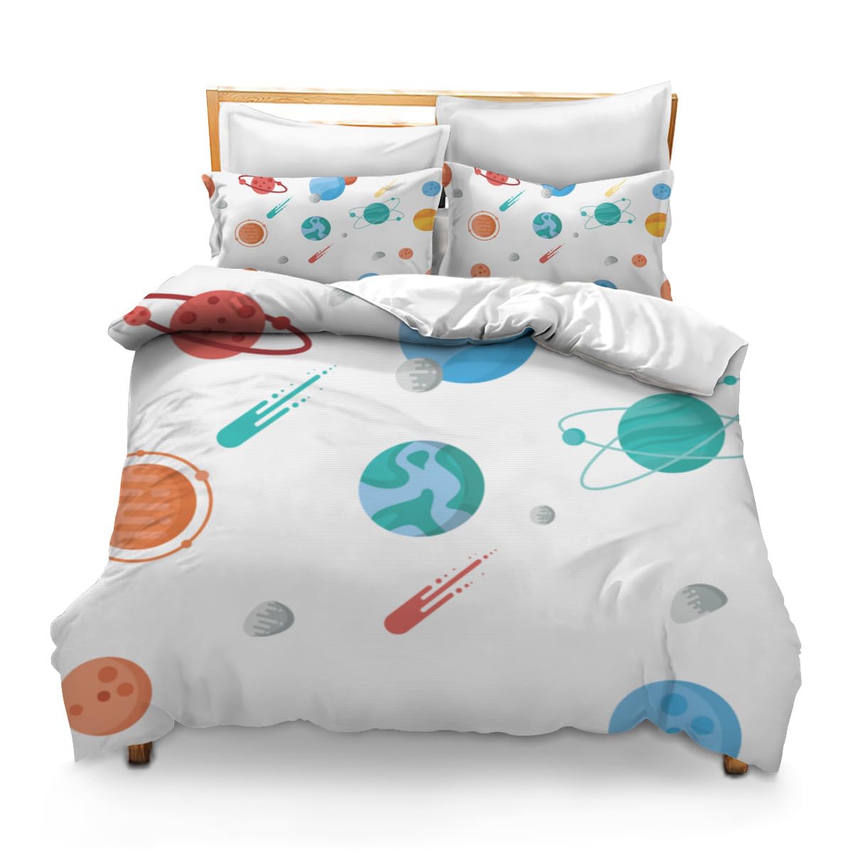 Mi Zone Kids Jason Weltraum Steppdecke Set – Inkl. Decke, Kissenbezug & Dekokissen, Doppelbett (168x213 Cm), Hypoallergen