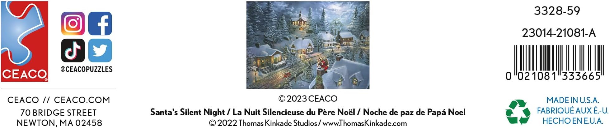 Ceaco - Thomas Kinkade - Holiday - Santa's Silent Night - 1000 Piece Jigsaw Puzzle