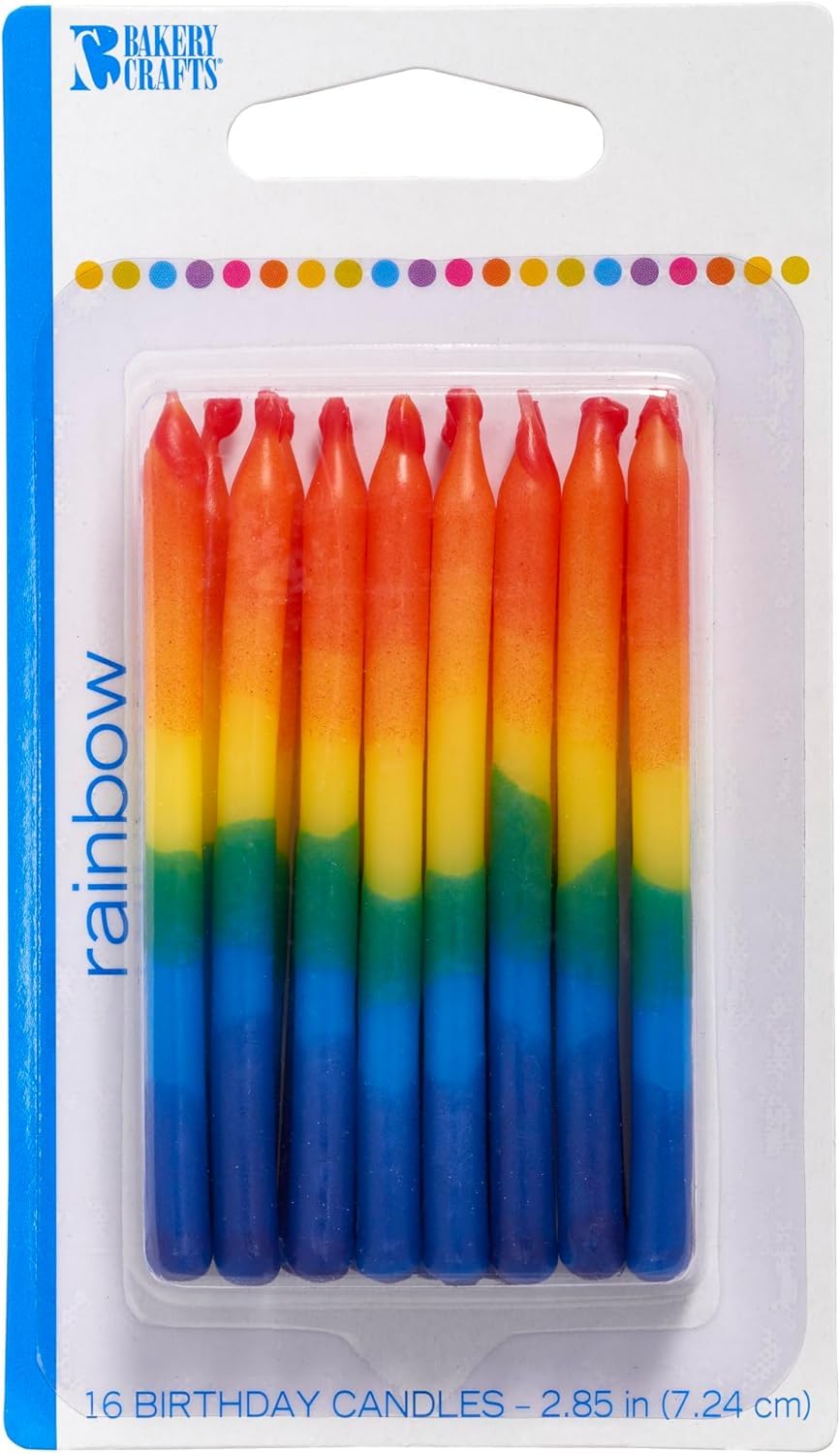 Bakery Crafts Candy Stripe Candles, 144 Extra Large Pack, 6 Packs of 24 Multicolored Candles for Celebration Cakes, Birthday, Cupcakes