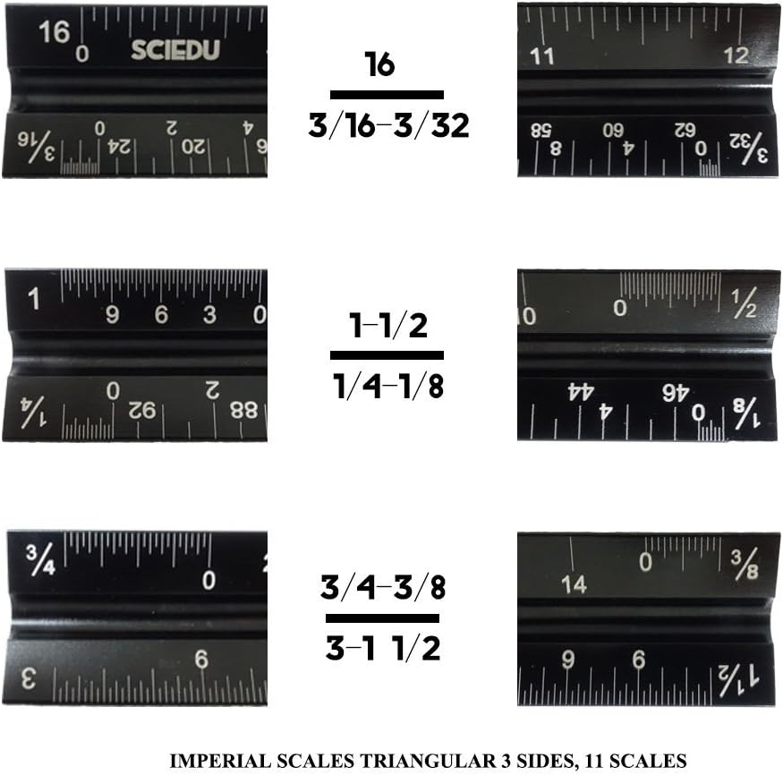 Vowcarol Architect Scale, Etched Solid Aluminum 12 inches Architect Ruler with Velvet Bag