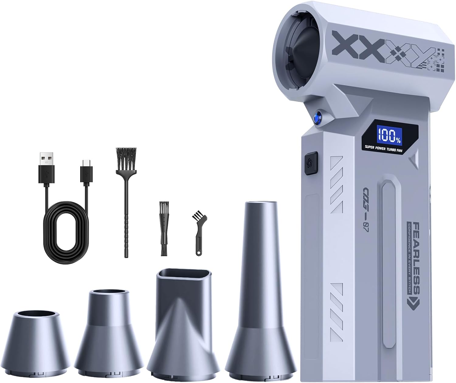 Air Duster Rechargeable, 120000RPM Compressed Air Duster with LED Lighting, Cordless Mini Blower 4-Gear Adjustable, Electric Air Duster 180G Wind Press for Keyboard PC Car Outdoor