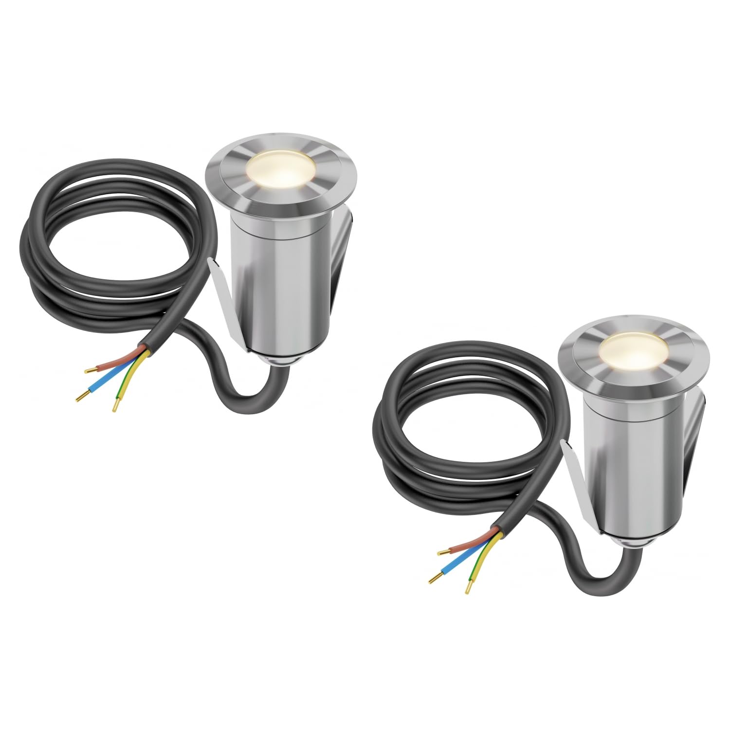 ledscom.de 2 LED recessed Floor Light GLOX for Outdoors IP67, Aluminium, Round, 35mm diameter , Warm White, matt