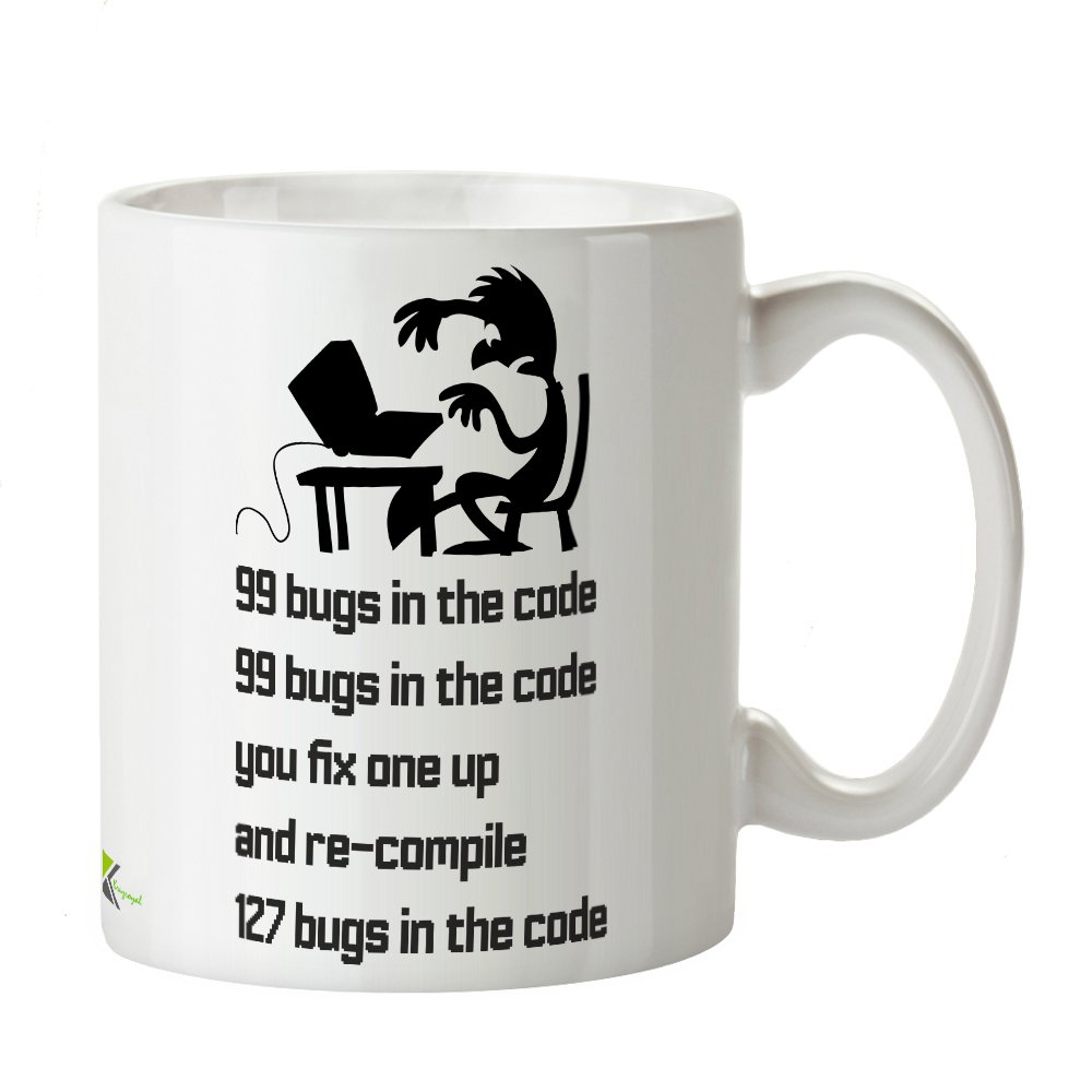 DZ250 99 Bugs in The Code, You fix one up and re-Compile 127 Bugs in The Code/Software Developer Funny Novelty Great Gift Idea Coffee Tea Mug