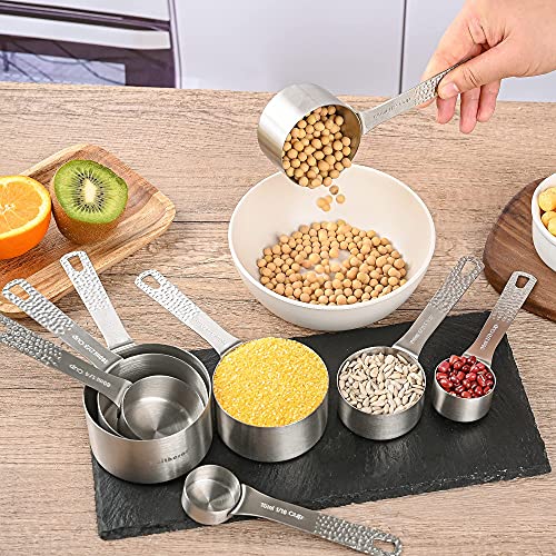 Smithcraft Measuring Cups And Spoons Set, 18 Piece Measuring Cup Set, 18/8 Stainless Steel Measuring Cups Spoons, Metal Measuring Cups, 9 Kicthen Measure Spoons & Leveler, Dry Baking Measurement Cups #TOP6
