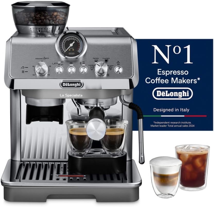 Barista Coffee Machine LA SPECIALISTA ARTE EVO Cold Brew Semi-Automatic Espresso Machine with Cold Extraction Technology, Barista Kit, Built-in Grinder, Milk Frother,15 Bar Pressure EC9255.M