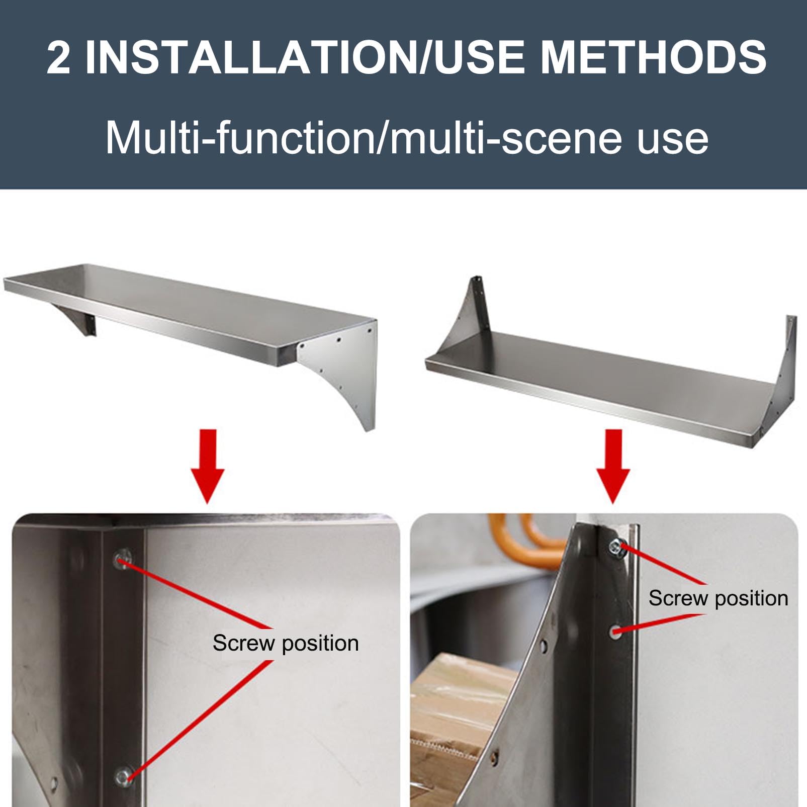 Scaffale da parete in acciaio inox resistente, per garage e cucina, versatile, ideale per lavanderia e cantina