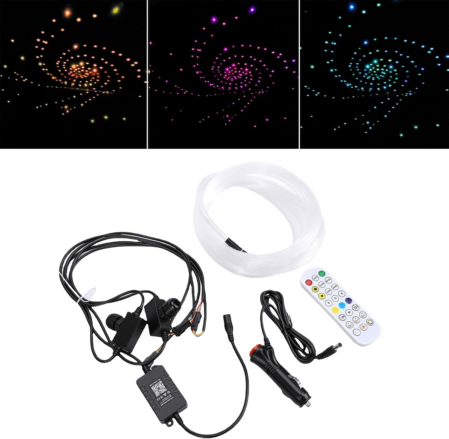 Fiber Optic Lights, 1.5W Bluetooth APP Control for Star Ceiling Sky Light Car Home Use, RGBW Fiber Optic Star Ceiling Light Kit,100pcs 0.03in 6.6ft for Indoor Home Decoration