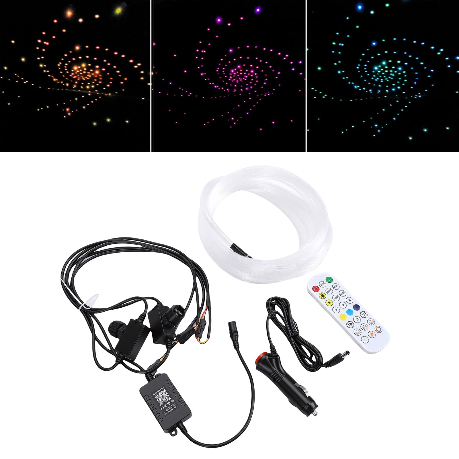 Luocute Luce a Fibra Ottica, Kit Luci LED RGBW da 1,5 W con 100 Fili PMMA da 0,75 Mm 2 M, Telecomando APP BT per Soffitto di Casa Auto, Cavo in Fibra Ottica Ponticello Cavo Patch