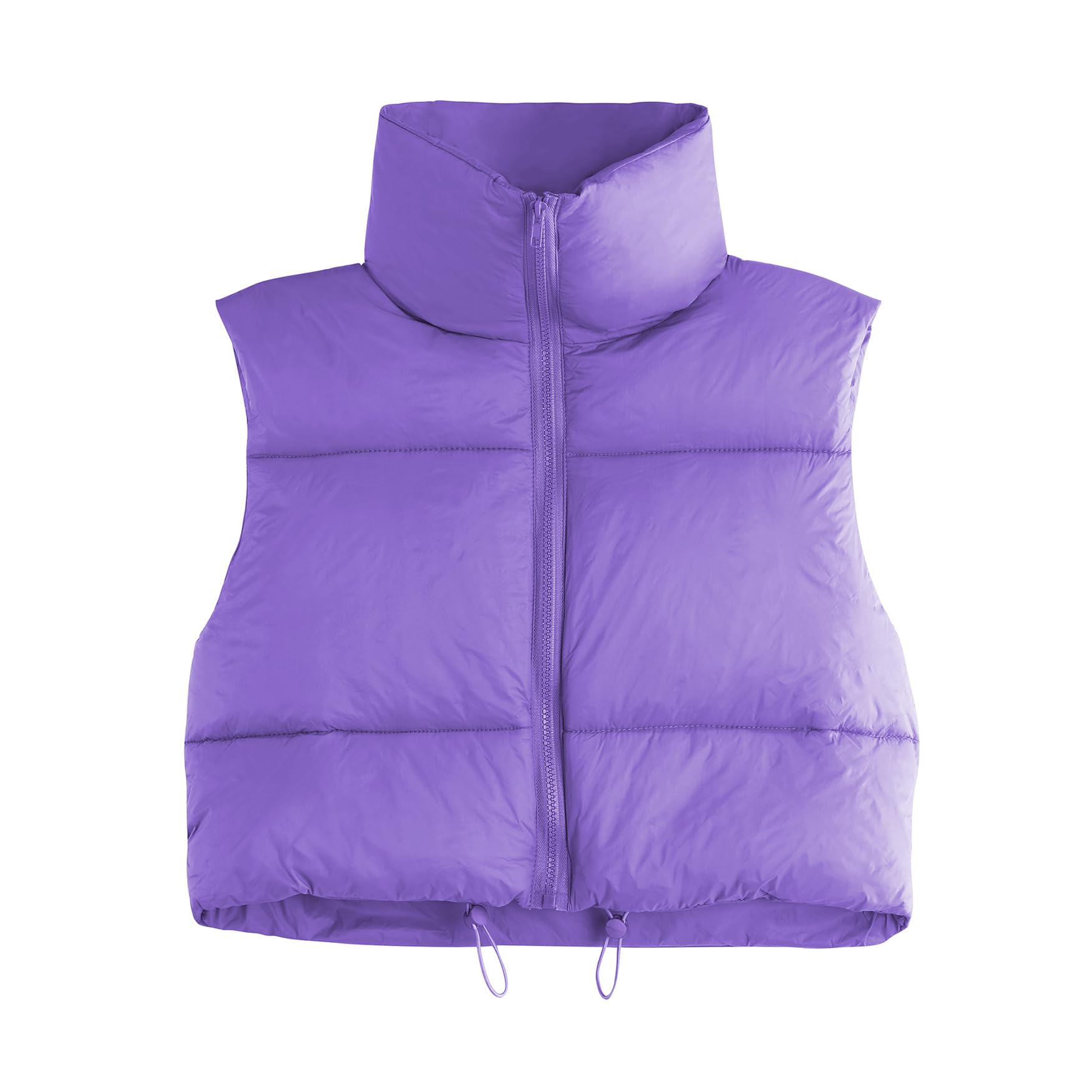 CULACCINOWomen's Winter Cropped Puffer Vest Crop Jackets For Women Full Zip Stand Collar Padded Lightweight Outwear Vest