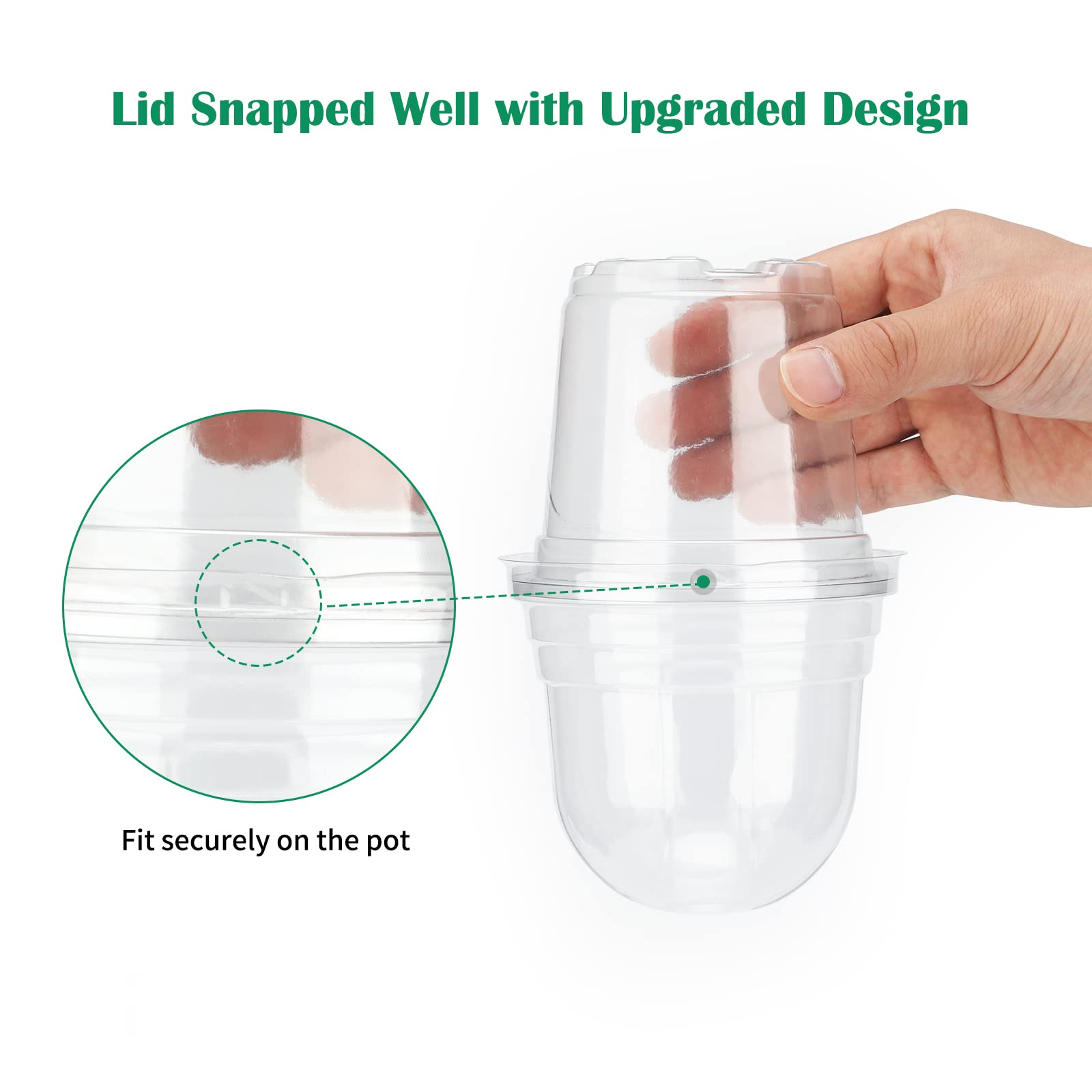 KINGLAKE 32 Pcs 10cm Clear Plastic Plant Pots with Humidity Dome - Image 2