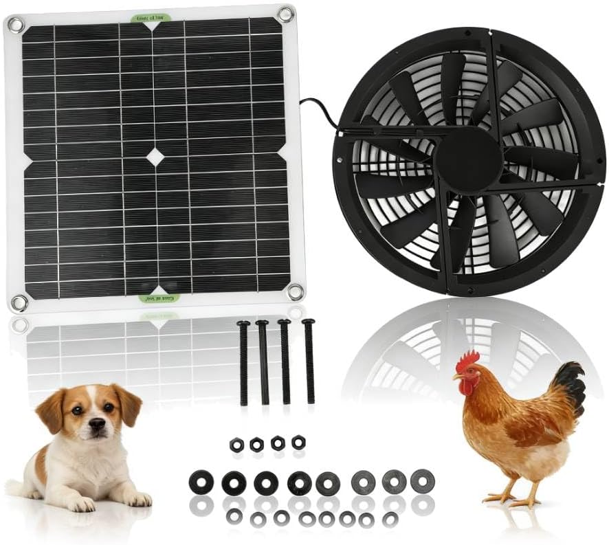 Photo voltaic Powered Air flow Fan Equipment, 100W 12V Photo voltaic Exhaust Fan with Panel for Greenhouse, Rooster Coop, Shed, Attic, No Battery Required