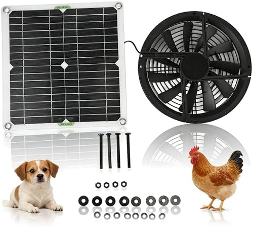 Kit de ventilador de ventilación con energía solar, ventilador de escape solar de 100 W 12 V con panel para invernadero, gallinero, cobertizo