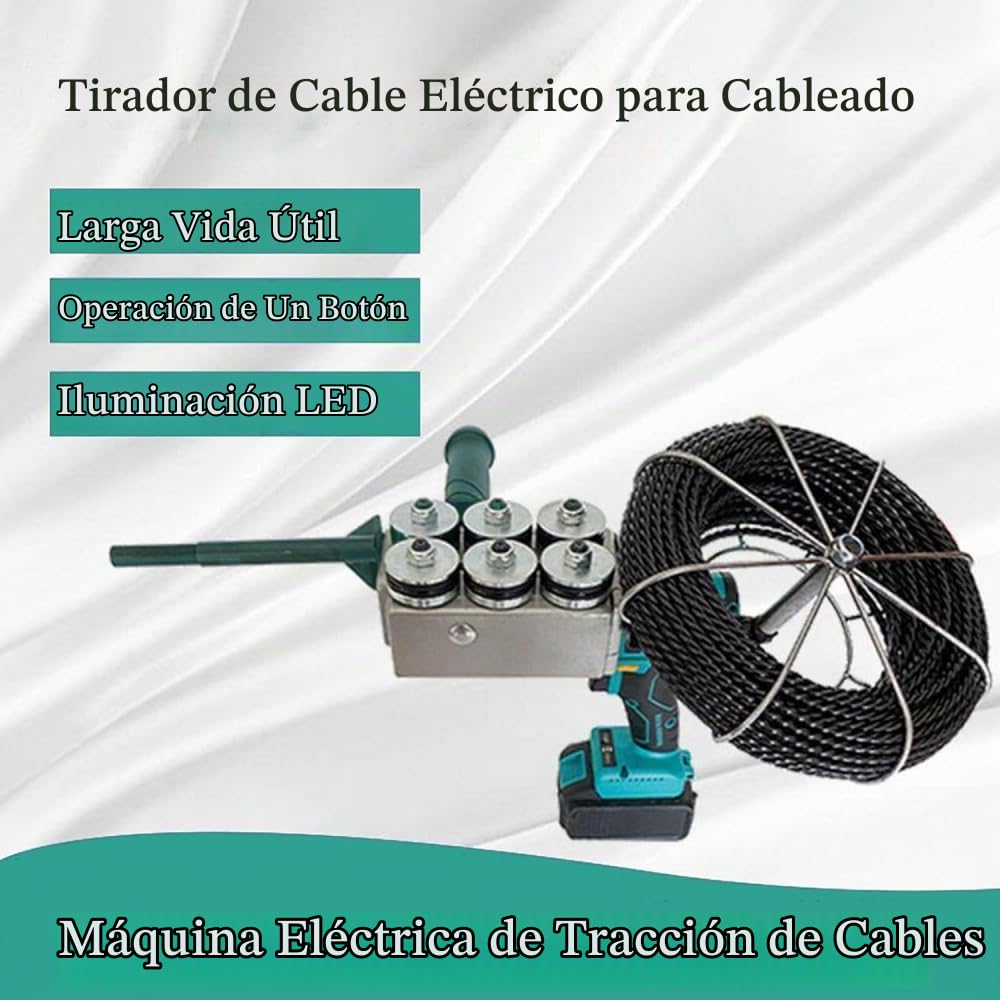 Dispositivo De Roscado De Tubos Ocultos para Cables De Electricista, Máquina De Roscado Completamente Automática, Herramienta para Tirar De Cables Velocidad De 40 M/min,5.0AH-2Battery