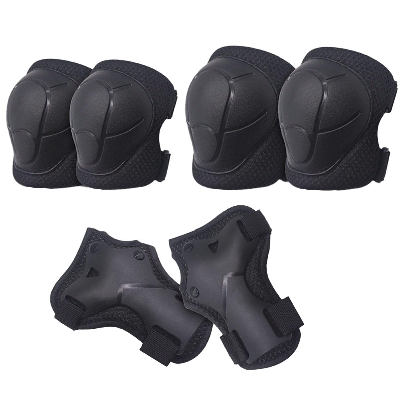 Set De Protections JBM Vélo Adulte Et Jeune : Genouillères, Coudières Et Protège-poignets - Noir Taille L