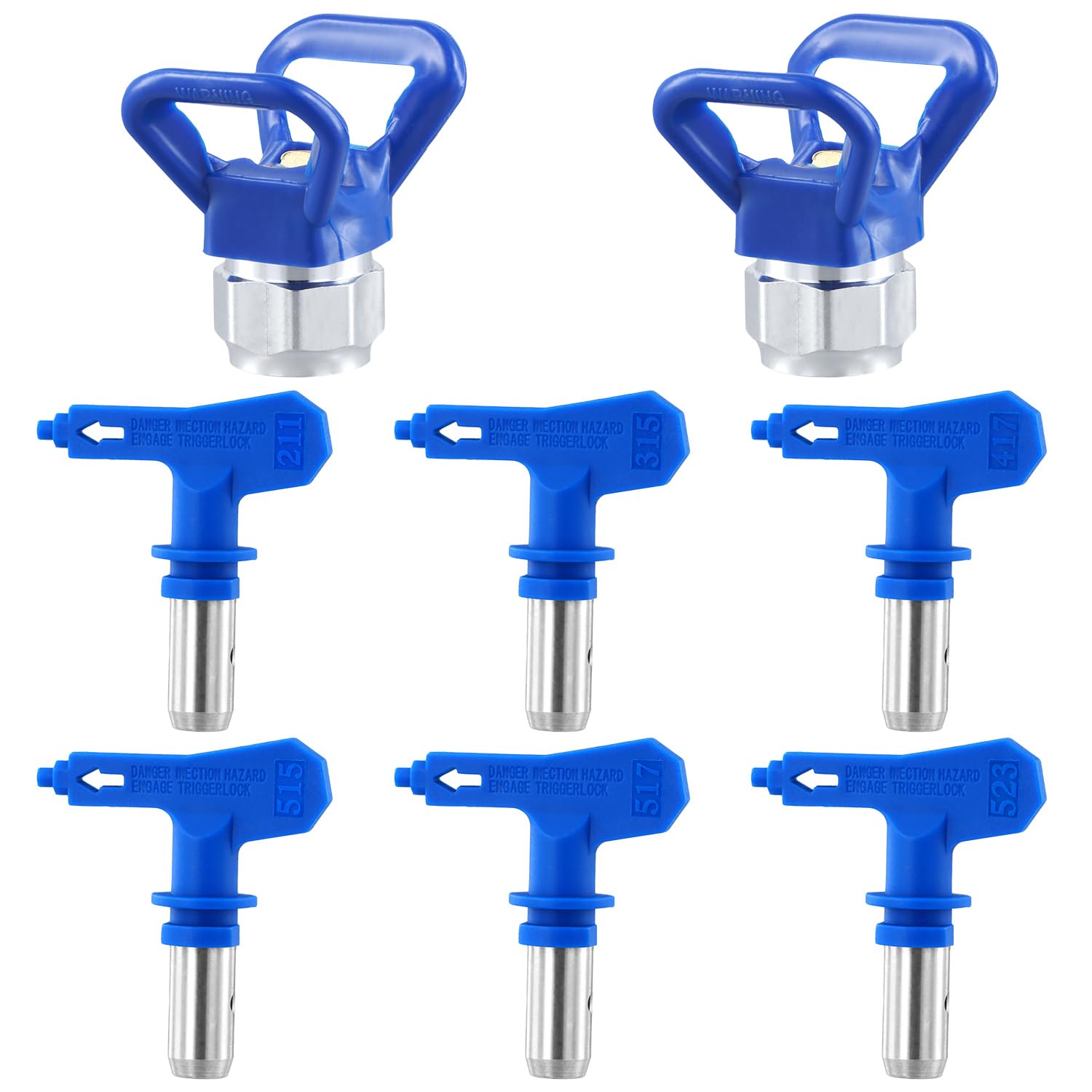 QWORK® Puntas de pulverización de Pintura sin Aire, Juego de boquillas Reversibles, 6 tamaños (211/315/417/517/515/523) para hogares y construcción