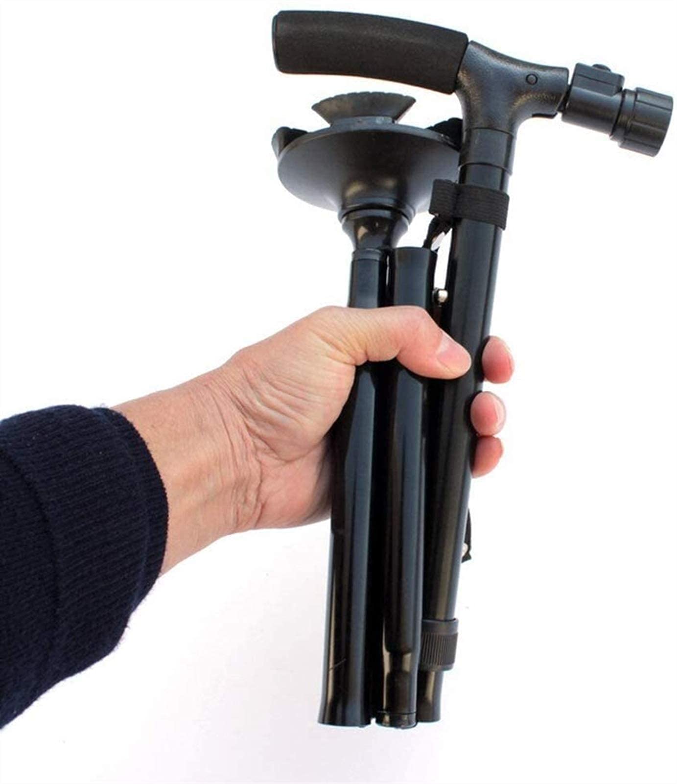 Crity-Folding Cane with Li (Color : Black) Interesting