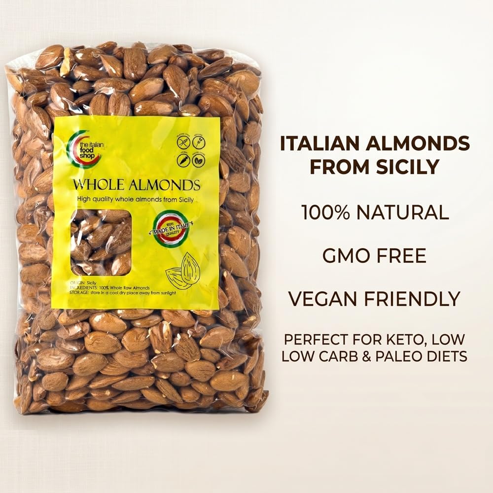 Almendras Crudas sin Cáscara 1Kg Natural Origen Italia Enteras Sin Sal Sin Gluten