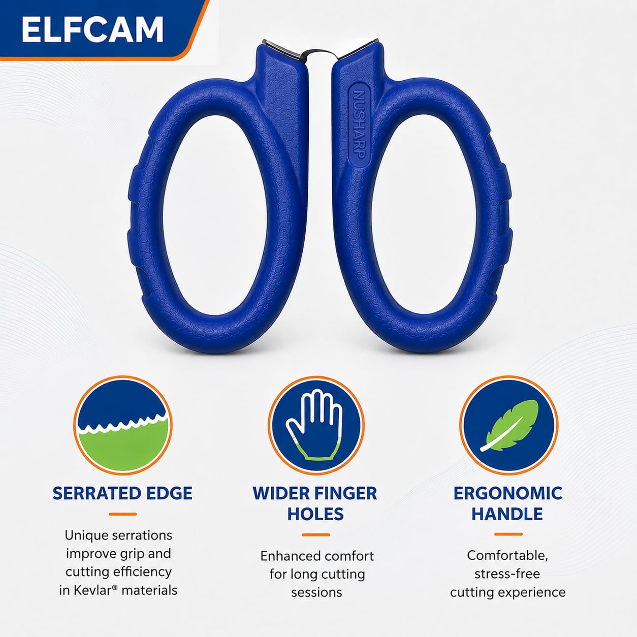 Elfcam Tijeras Multiusos 138 mm de Acero para Kevlar y Fibra Óptica | Tijeras multiusos de 138 mm en acero de aleación para Kevlar, fibra óptica, cables, plástico y uso diario.