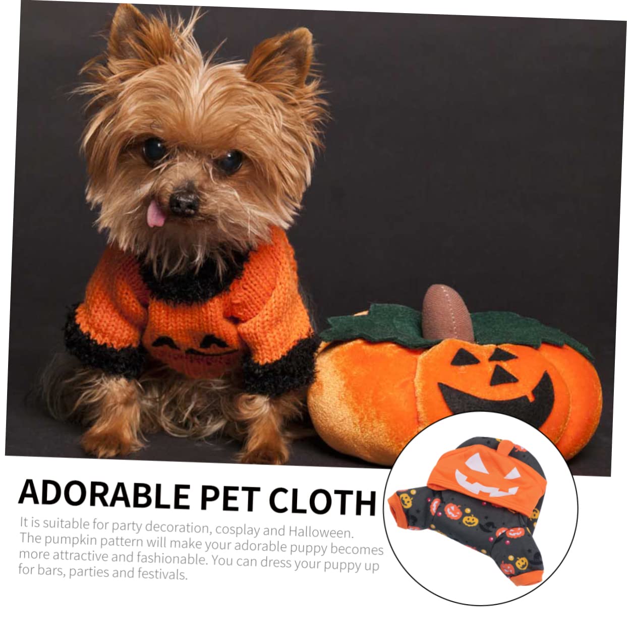 HMJGDHX 2 Pezzi Addensare Vestiti Caldi per Animali Domestici Costume da Zucca di Halloween per la Festa di Cosplay dell'animale Domestico del Cane