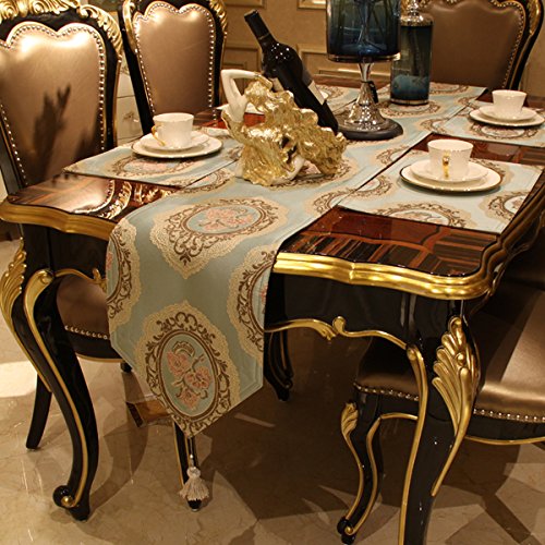 Chemin de table bleu style moderne européen 30x183 cm